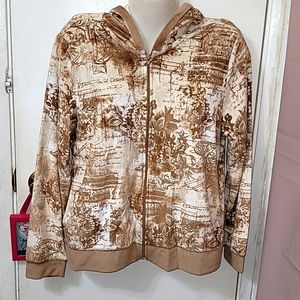 Cherokee hoodie lightweight velour all over print retro y2k floral